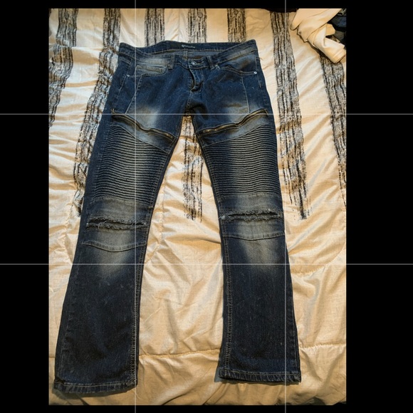 Men moto biker jeans size 36 skinny but stretchy
